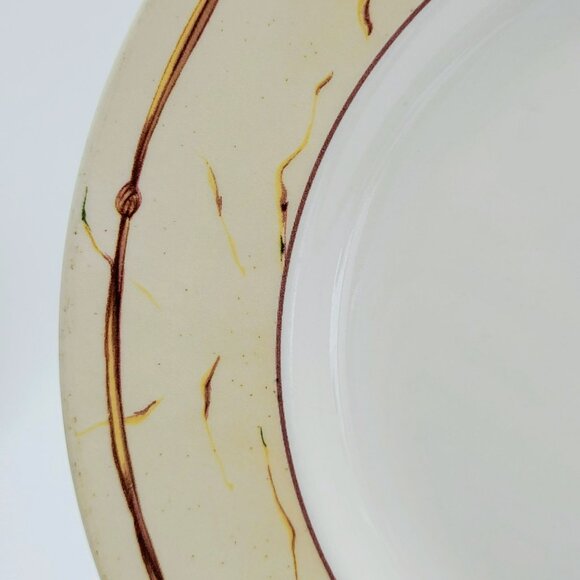 Wedgwood Amway Knotted Raffia Dinner Plate, Set of 2, Maroon Rope on Beige Rim - Picture 5 of 9